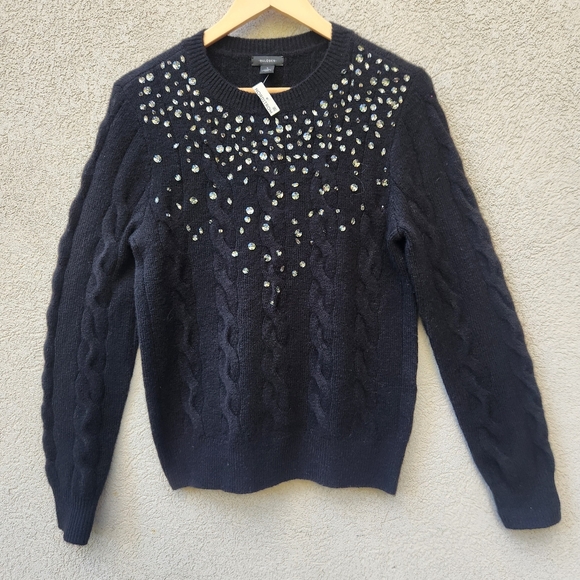 Halogen Sweaters - HALOGEN Womens Sweater Small Black Wool Alpaca Cable Knit Whimsigoth Witchy NEW